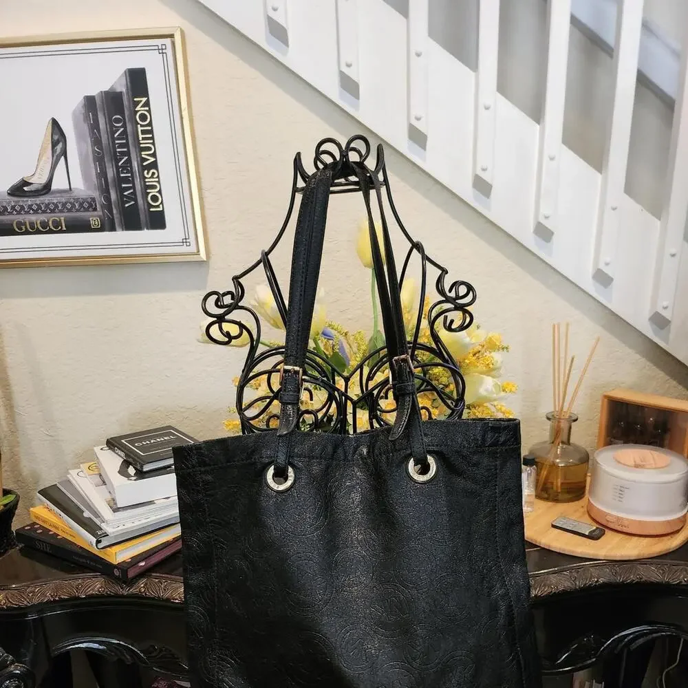 Michael Kors black leather tote bag